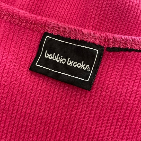 Bobbie Brooks fuchsia Ribbed tank top with floral lace & sequins - size large - Picture 5 of 10